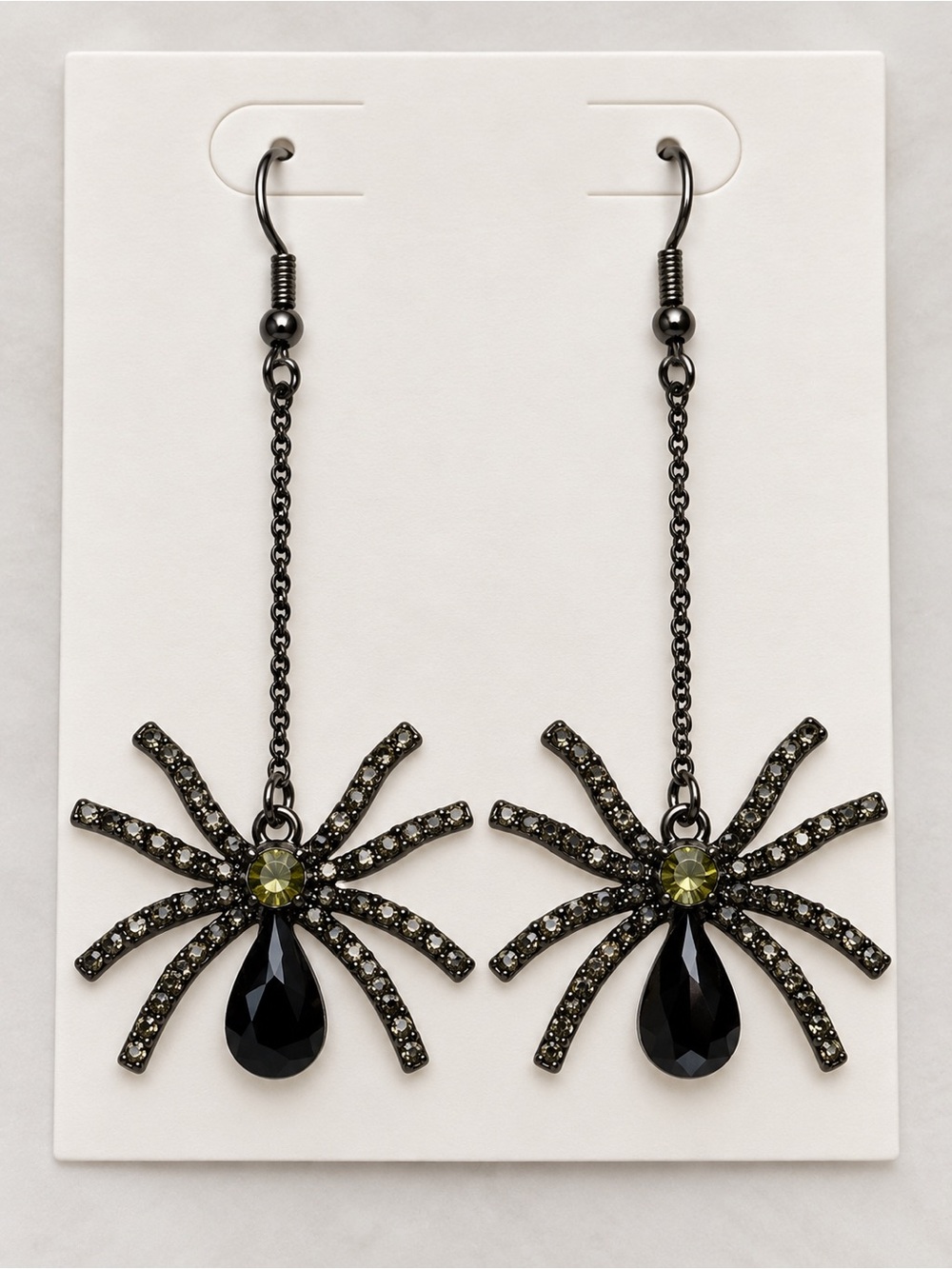 Gothic Rhinestone Spider Dangle Earrings